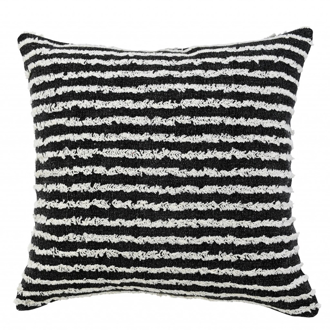 Edge Collections - 20" x 20" - Black - Soft Striped Decorative Pillow - 1 Piece